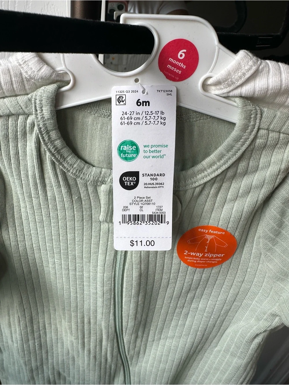 Carters Ribbed Zipper Baby Onesies
